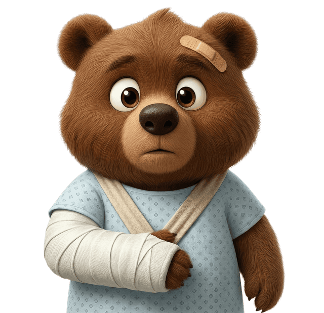 Bear with arm in sling - emergency loans