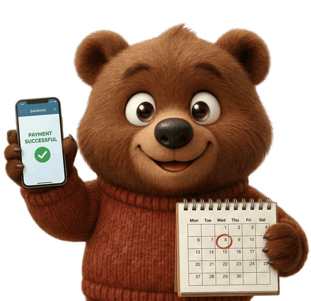 Bear holding phone and calendar - installment loans