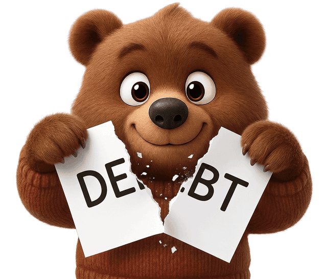 Bear tearing DEBT paper - debt consolidation loans